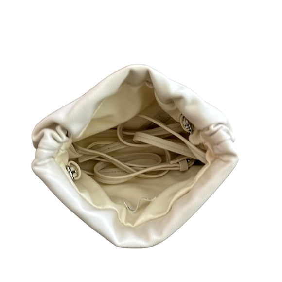 Anthropologie Cinched Faux-Leather Ivory Clutch Crossbody Handbag New No Tags - Picture 2 of 5